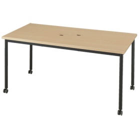 エランサ　キャスターテーブル　長方形　幅１５００×奥行７５０×高さ７２０ｍｍ　ナチュラル／ブラック　（組立設置込）　ＬＣＴ－１５７５－ＮＡＫ　１台