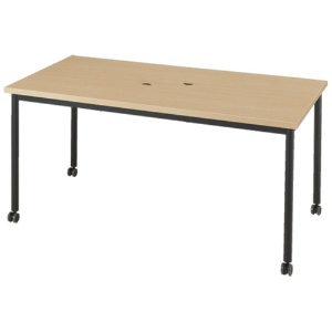 エランサ　キャスターテーブル　長方形　幅１５００×奥行７５０×高さ７２０ｍｍ　ナチュラル／ブラック　（組立設置込）　ＬＣＴ－１５７５－ＮＡＫ　１台1