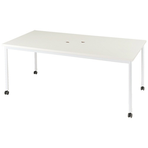 エランサ　キャスターテーブル　長方形　幅１８００×奥行９００×高さ７２０ｍｍ　ホワイト／ホワイト　（組立設置込）　ＬＣＴ－１８９０－ＷＨＷ　１台1