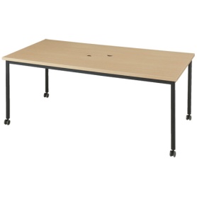 エランサ　キャスターテーブル　長方形　幅１８００×奥行９００×高さ７２０ｍｍ　ナチュラル／ブラック　（組立設置込）　ＬＣＴ－１８９０－ＮＡＫ　１台
