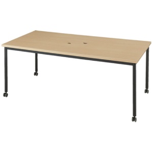エランサ　キャスターテーブル　長方形　幅１８００×奥行９００×高さ７２０ｍｍ　ナチュラル／ブラック　（組立設置込）　ＬＣＴ－１８９０－ＮＡＫ　１台1