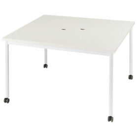 エランサ　キャスターテーブル　正方形　幅１２００×奥行１２００×高さ７２０ｍｍ　ホワイト／ホワイト　（お客様組立）　ＬＣＴ－１２１２ＳＱ－ＷＨＷ　１台