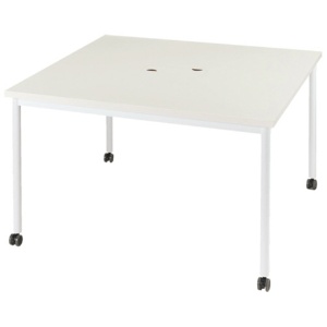 エランサ　キャスターテーブル　正方形　幅１２００×奥行１２００×高さ７２０ｍｍ　ホワイト／ホワイト　（組立設置込）　ＬＣＴ－１２１２ＳＱ－ＷＨＷ　１台1