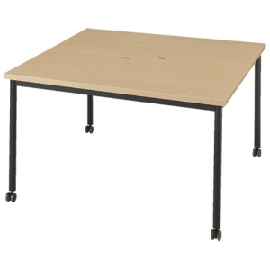 エランサ　キャスターテーブル　正方形　幅１２００×奥行１２００×高さ７２０ｍｍ　ナチュラル／ブラック　（お客様組立）　ＬＣＴ－１２１２ＳＱ－ＮＡＫ　１台1