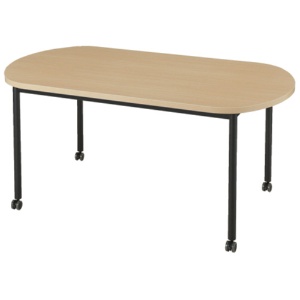 エランサ　キャスターテーブル　オーバル形　幅１６００×奥行９００×高さ７２０ｍｍ　ナチュラル／ブラック　（組立設置込）　ＬＣＴ－１６０９ＯＶ－ＮＡＫ　１台1