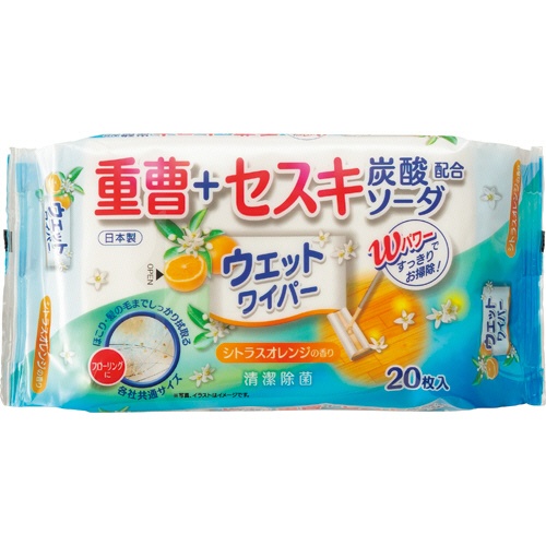 ティー・エイチ・ティー　フローリングワイパー用ウェットワイパー　重曹＋セスキ・炭酸ソーダ配合　シトラスオレンジの香り　１パック（２０枚）1
