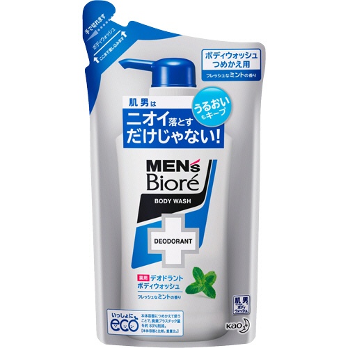 花王　メンズビオレ　薬用デオドラントボディウォッシュ　フレッシュなミントの香り　つめかえ用　３８０ｍｌ　１パック1