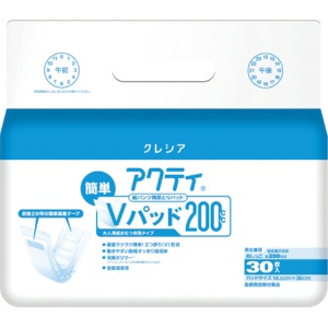 日本製紙クレシア　アクティ　紙パンツ用尿とりパッド　簡単Ｖパッド　２００　１パック（３０枚）1