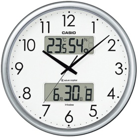 カシオ　生活環境お知らせ電波掛時計　温湿度計付　シルバー　ＩＴＭ－６５０Ｊ－８ＪＦ　１台
