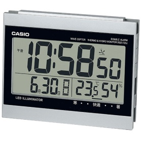 カシオ　デジタル電波置時計　ダブル電子音アラーム　温湿度計付　シルバー　ＤＱＤ－７２０Ｊ－８ＪＦ　１台
