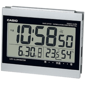 カシオ　デジタル電波置時計　ダブル電子音アラーム　温湿度計付　シルバー　ＤＱＤ－７２０Ｊ－８ＪＦ　１台1