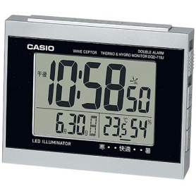 カシオ　デジタル電波置時計　ダブル電子音アラーム　温湿度計付　シルバー　ＤＱＤ－７１０Ｊ－８ＪＦ　１台