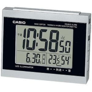 カシオ　デジタル電波置時計　ダブル電子音アラーム　温湿度計付　シルバー　ＤＱＤ－７１０Ｊ－８ＪＦ　１台1