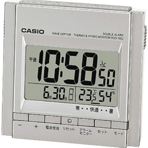 カシオ　デジタル電波置時計　ダブル電子音アラーム　温湿度計付　チタニウムシルバー　ＤＱＤ－７０５Ｊ－８ＪＦ　１台1