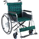 マキテック　車いす（自走式・背折れタイプ）　緑チェック　ＥＷ－５０ＧＮ　１台