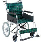 マキテック　車いす（介助式・背折れタイプ）　緑チェック　ＥＷ－３０ＧＮ　１台