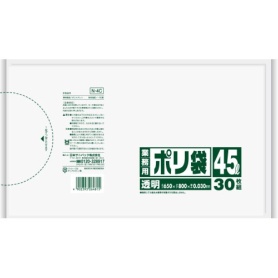 日本サニパック　業務用ポリ袋　透明　４５Ｌ　０．０３０ｍｍ　Ｎ－４Ｃ　１パック（３０枚）