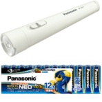 パナソニック　ＬＥＤ懐中電灯　ＢＦ－ＢＧ０１Ｎ－Ｗ＋アルカリ乾電池　エボルタＮＥＯ単３形１２本　１セット