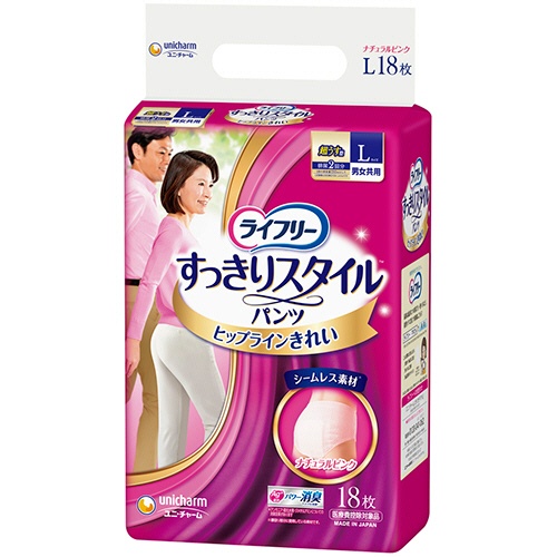 ユニ・チャーム　ライフリー　すっきりスタイルパンツ　ピンク　Ｌ　１パック（１８枚）1