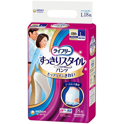 ユニ・チャーム　ライフリー　すっきりスタイルパンツ　ブルー　Ｌ　１パック（１８枚）1