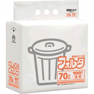 日本サニパック　環優包装フォルタ　透明　７０Ｌ　薄口０．０３０ｍｍ　ＦＵ７Ｃ　１パック（１００枚）1