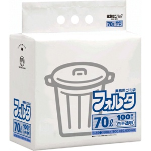 日本サニパック　環優包装フォルタ　白半透明　７０Ｌ　薄口０．０３０ｍｍ　ＦＵ７Ｈ　１パック（１００枚）1