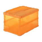 ＴＲＵＳＣＯ　薄型折りたたみコンテナ　スケルコン（スライドロックフタ付）　５１．３Ｌ　透明オレンジ　ＴＳＫ－Ｃ５０Ｂ（ＯＲ）　１個