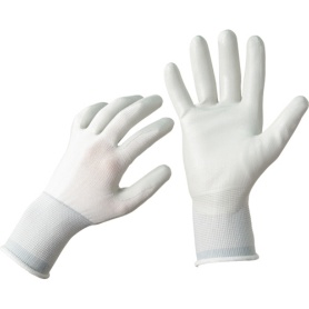 【たのめーる】TANOSEE ニトリル 背抜き手袋 L ホワイト/グレー 1パック(5双)の通販