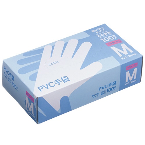 ＰＶＣ手袋　パウダーなし　Ｍ　１箱（１００枚）1