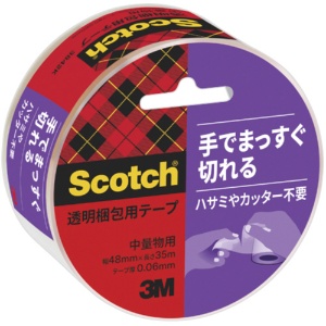 ３Ｍ　スコッチ　透明梱包用テープ　手でまっすぐ切れる　４８ｍｍ×３５ｍ　３８４２Ｋ　１巻1