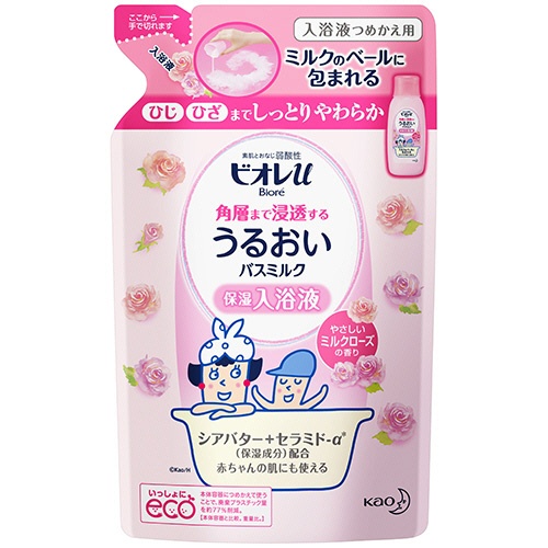 花王　ビオレｕ　角層まで浸透するうるおいバスミルク　ミルクローズの香り　詰替用　４８０ｍＬ　１パック1