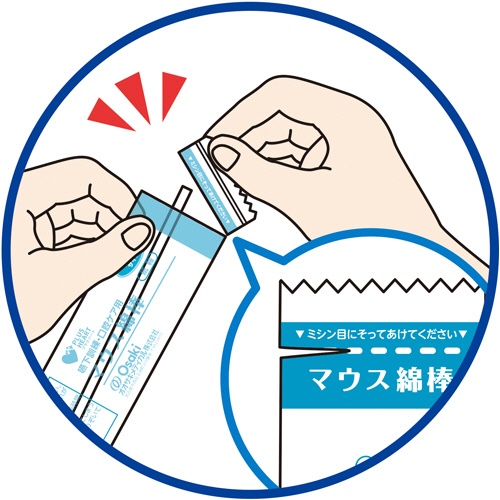 オオサキメディカル　嚥下訓練・口腔ケア用マウス綿棒　ふつうサイズ　１箱（５０本）4