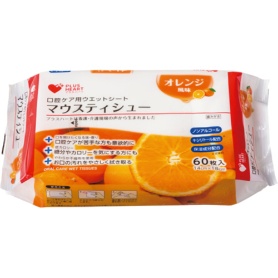 オオサキメディカル　口腔ケア用ウエットシート　マウスティシュー　オレンジ風味　１パック（６０枚）