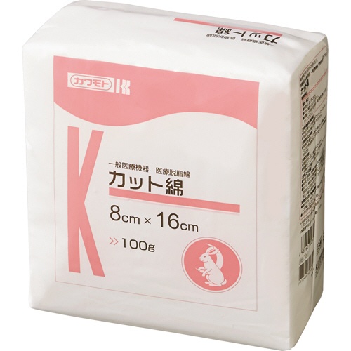 カワモト　カット綿　８×１６ｃｍ　１００ｇ　０１３－０１２１２０－００　１パック1