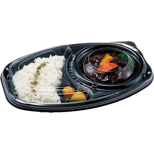 エフピコチューパ　デリカランチ　ＤＬオーバル２６－１８　本体　黒　ＣＰ５８０２８０　１パック（５０枚）2