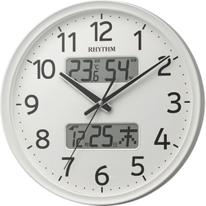 リズム　電波掛時計　フィットウェーブリブＡ０３　温度湿度カレンダー表示付　白　８ＦＹＡ０３ＳＲ０３　１台1