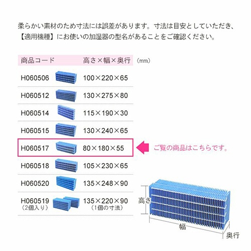 ダイニチ工業　加湿器用　抗菌気化フィルター　Ｈ０６０５１７　１個2