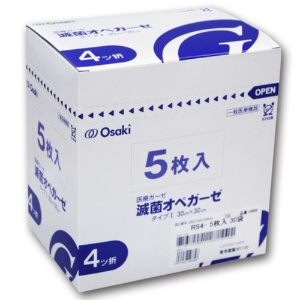 オオサキメディカル　オオサキ滅菌オペガーゼ　ＲＳ４－５　３０×３０ｃｍ　４ツ折　１０８８９　１箱（１５０枚：５枚×３０パック）1