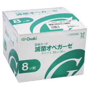 オオサキメディカル　オオサキ滅菌オペガーゼ　ＲＳ８－５　３０×３０ｃｍ　８ツ折　１０８８３　１箱（１５０枚：５枚×３０パック）1