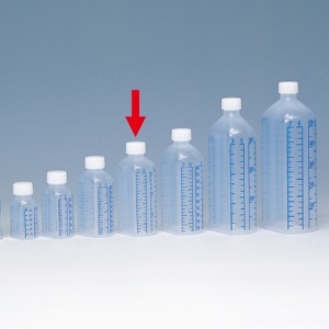 シンリョウ　プリントメモリ瓶　青目盛　１５０ｍｌ　１セット（１００本）1