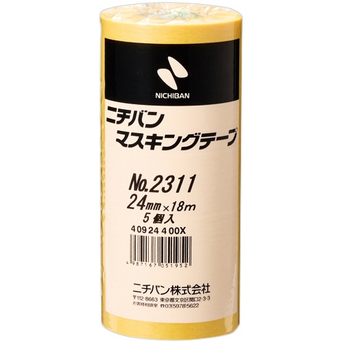 ニチバン　マスキングテープ　Ｎｏ．２３１１　２４ｍｍ×１８ｍ　厚み０．０９２ｍｍ　２３１１Ｈ－２４　１パック（５巻）1