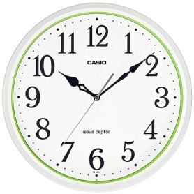 カシオ　電波掛時計　ホワイト×グリーン　ＩＱ－４８１Ｊ－７ＪＦ　１台