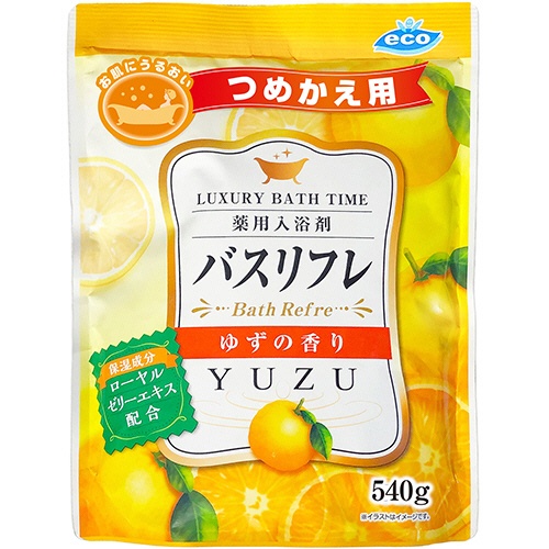 ライオンケミカル　薬用入浴剤バスリフレ　ゆずの香り　つめかえ用　５４０ｇ　１パック1