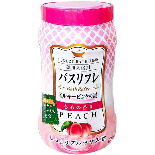 ライオンケミカル　薬用入浴剤バスリフレ　ミルキーピンクの湯　ももの香り　本体　６８０ｇ　１本1