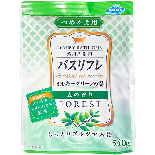 ライオンケミカル　薬用入浴剤バスリフレ　ミルキーグリーンの湯　森の香り　つめかえ用　５４０ｇ　１パック1