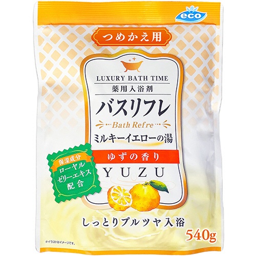 ライオンケミカル　薬用入浴剤バスリフレ　ミルキーイエローの湯　ゆずの香り　つめかえ用　５４０ｇ　１パック1