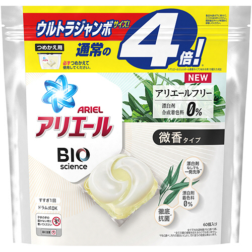 たのめーる P G アリエール バイオサイエンスジェルボール 微香 つめかえ用 ウルトラジャンボ 1パック 60個 の通販