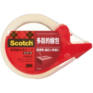 ３Ｍ　スコッチ　透明梱包用テープ　中・軽量物用　４８ｍｍ×５０ｍ　カッター付　３１３Ｄ　１Ｐ　１巻1