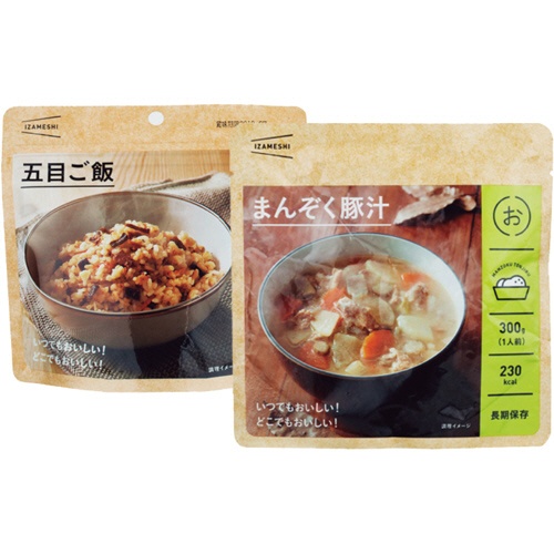 杉田エース　イザメシ　五目ごはん＋豚汁セット　３年保存　ＢＤＭ６３５６２０　１セット（各１０食）1