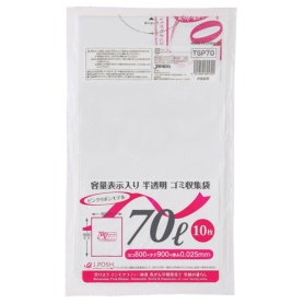 ジャパックス　容量表示入りゴミ袋　ピンクリボンモデル　乳白半透明　７０Ｌ　ＴＳＰ７０　１パック（１０枚）
